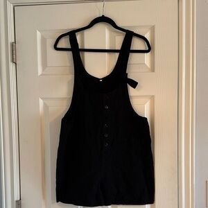 Black Button-Front overall shorts